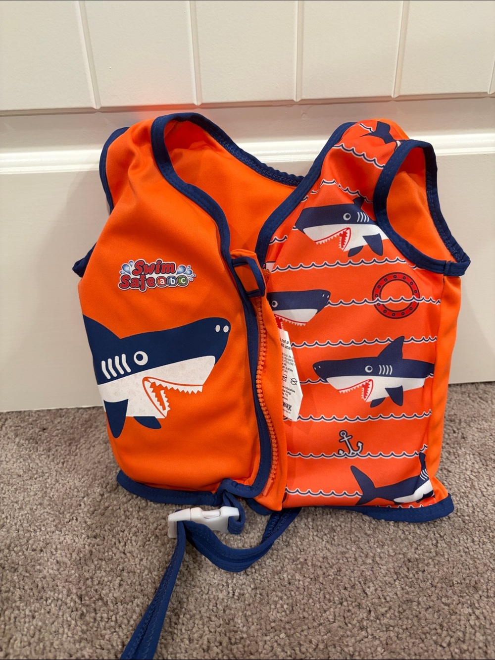 Kids Orange Shark Swim Vest - Safety Float Jacket